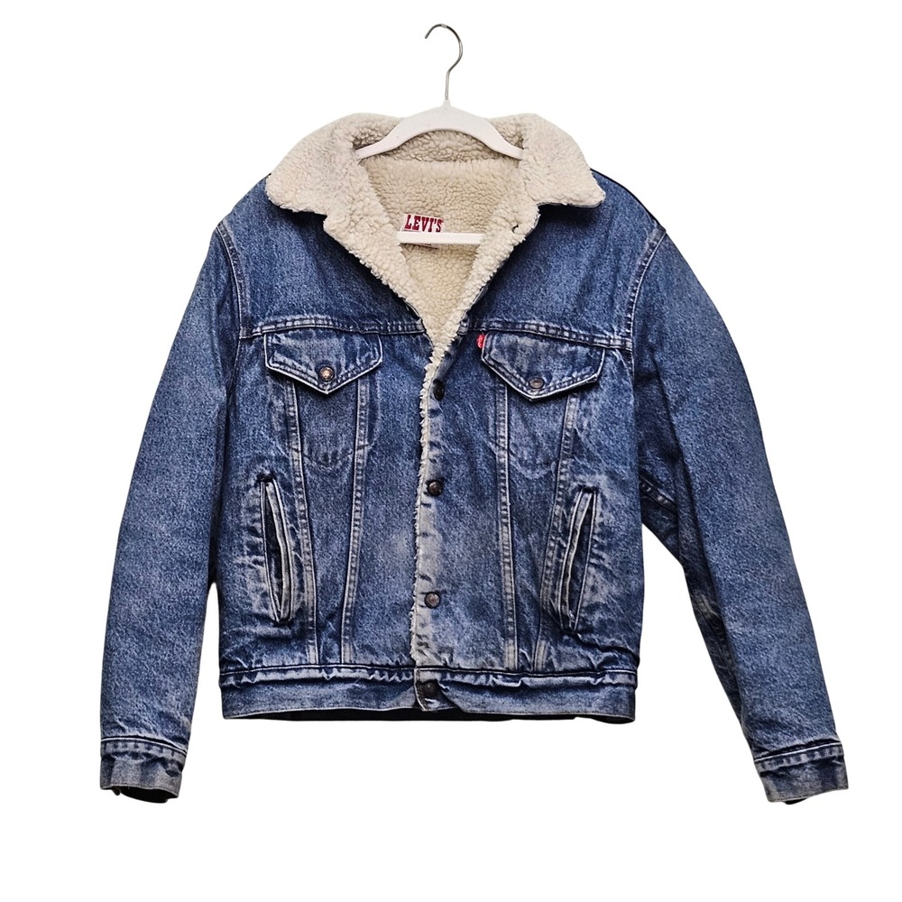 Levi's Sherpa Lined Denim Jacket Mens 40 Blue Vintage USA Trucker Workwear Coat